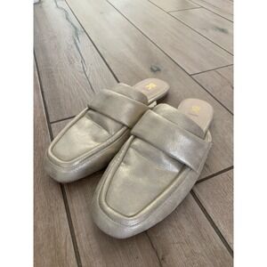 BC Footwear‎ Gold Metallic Mule Loafers Womens Size 10 Square Toe Vegan Flats